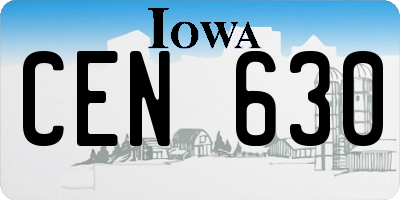 IA license plate CEN630