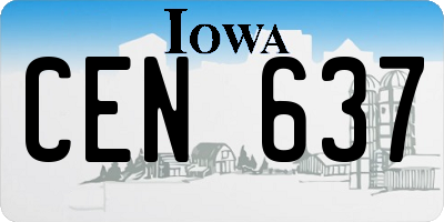 IA license plate CEN637