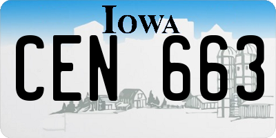 IA license plate CEN663