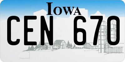 IA license plate CEN670