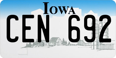 IA license plate CEN692