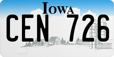 IA license plate CEN726