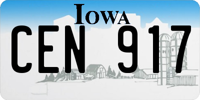 IA license plate CEN917