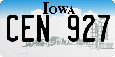 IA license plate CEN927