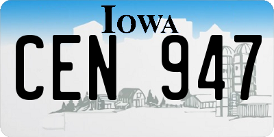 IA license plate CEN947