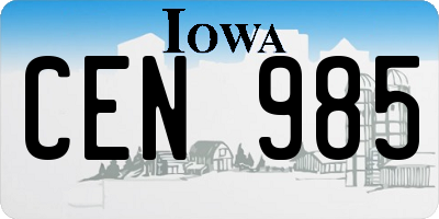 IA license plate CEN985