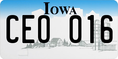 IA license plate CEO016