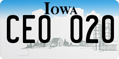 IA license plate CEO020