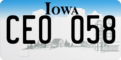 IA license plate CEO058