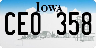 IA license plate CEO358