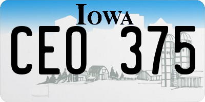 IA license plate CEO375