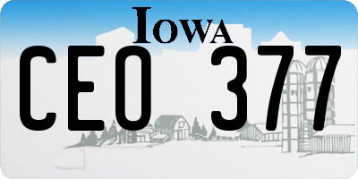 IA license plate CEO377