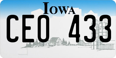 IA license plate CEO433