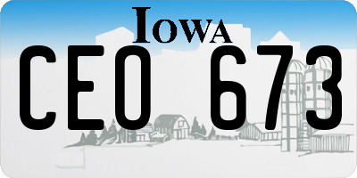 IA license plate CEO673