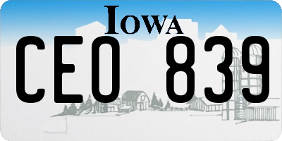 IA license plate CEO839