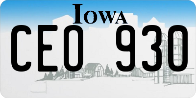 IA license plate CEO930