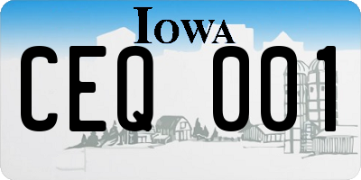 IA license plate CEQ001