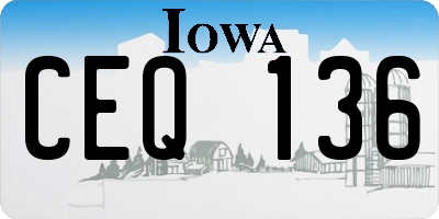 IA license plate CEQ136