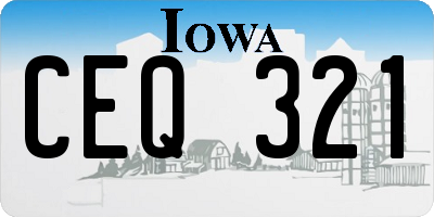 IA license plate CEQ321