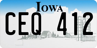 IA license plate CEQ412