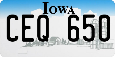 IA license plate CEQ650