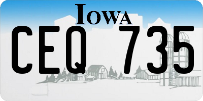 IA license plate CEQ735