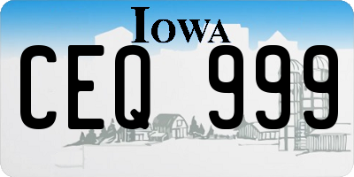 IA license plate CEQ999