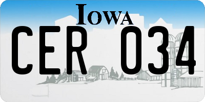 IA license plate CER034