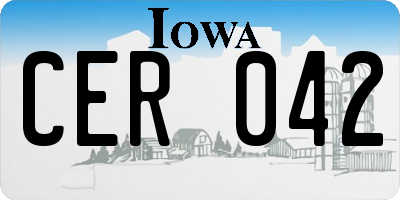 IA license plate CER042