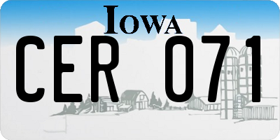 IA license plate CER071