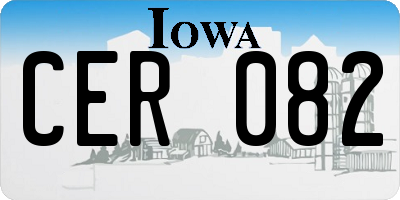 IA license plate CER082