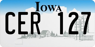 IA license plate CER127