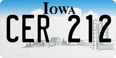 IA license plate CER212