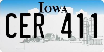 IA license plate CER411