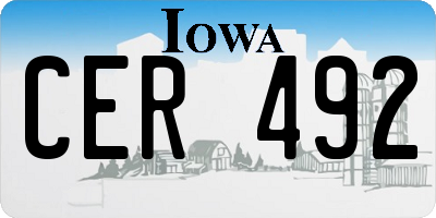 IA license plate CER492