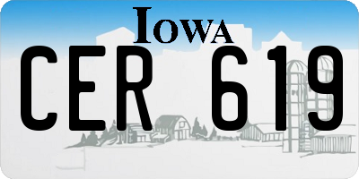 IA license plate CER619