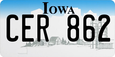 IA license plate CER862
