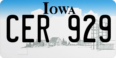 IA license plate CER929