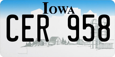 IA license plate CER958
