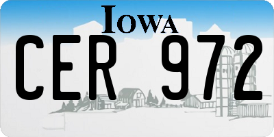 IA license plate CER972