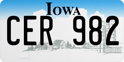 IA license plate CER982