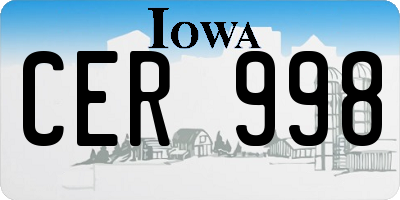 IA license plate CER998