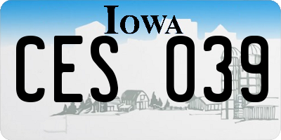 IA license plate CES039