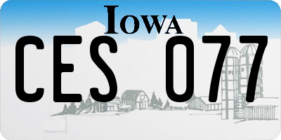 IA license plate CES077