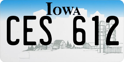 IA license plate CES612