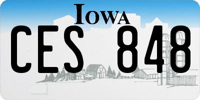 IA license plate CES848