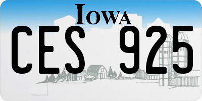 IA license plate CES925