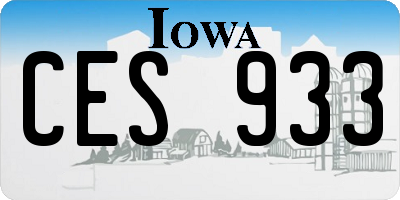IA license plate CES933