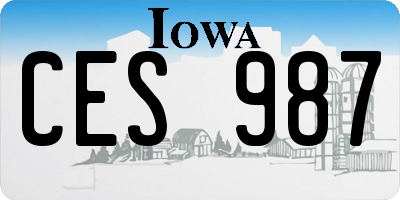 IA license plate CES987
