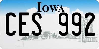 IA license plate CES992